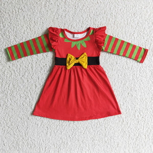 Christmas red and green stripe dress