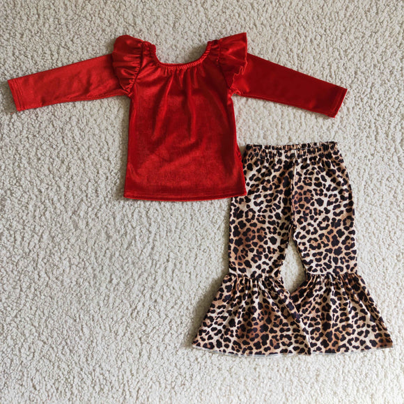 red velvet and leopard pant girls clothing