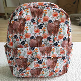 High quality highland cow print backpack