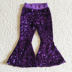 purple Sequin flare pants