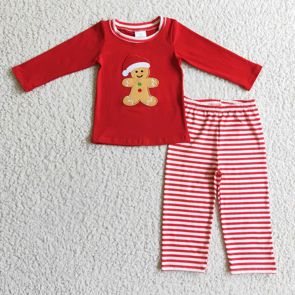 Christmas red stripe cartoon girls  pajamas