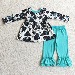 black cow girl long-sleeved outfits