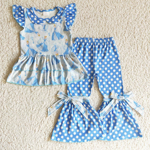 Princess blue polka dots girls clothing
