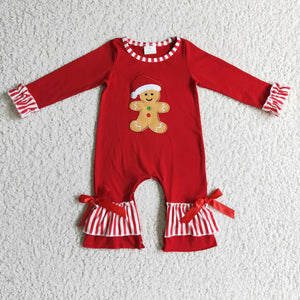 Christmas red cartoon girls romper