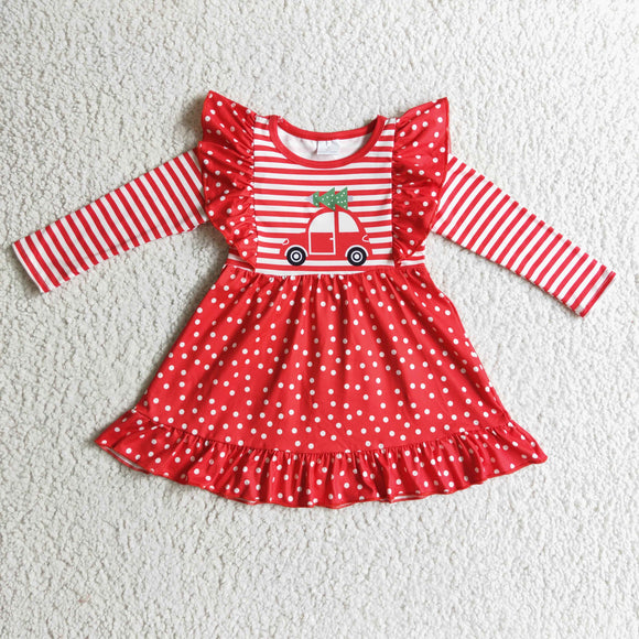 Christmas red stripe and dot dress