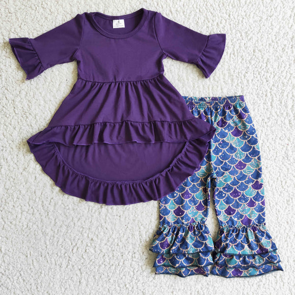 Half sleeve Purple girl clothing  outfits