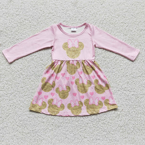 5.5 pink cartoon mouse girl dress