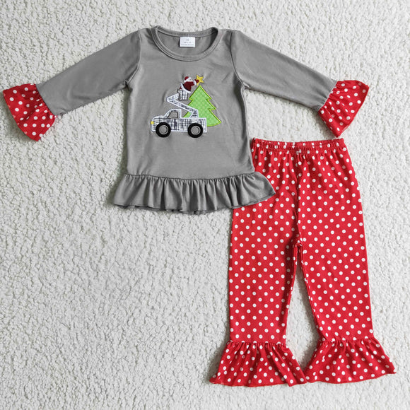 Christmas grey and red dot girls clothing
