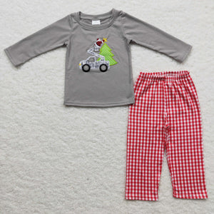 5.5 Christmas grey top and red plaid girls clothing