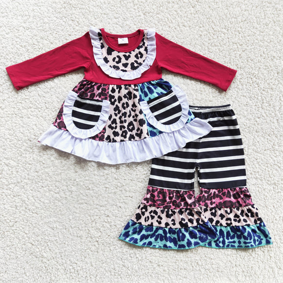 black stripe and leopard fall girls clothing
