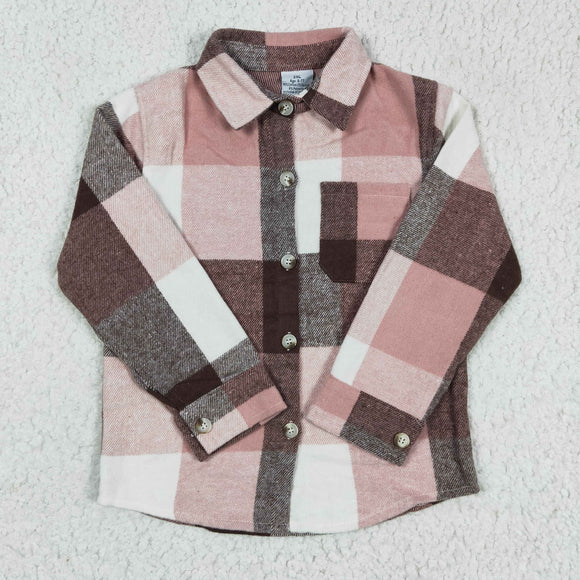 Brown and pink plaid boys T-shirts