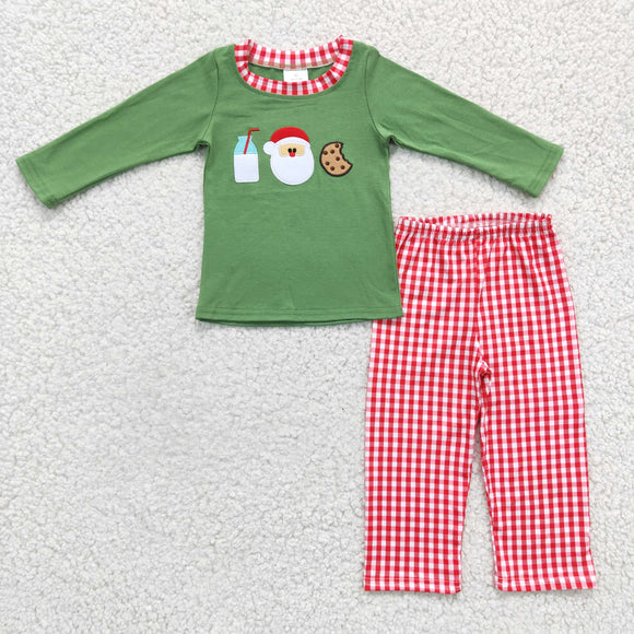 Christmas green milk and cookies boys clothing