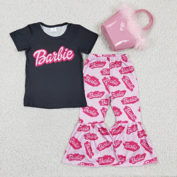 black and pink Baby girl clothing  outfits with handbag