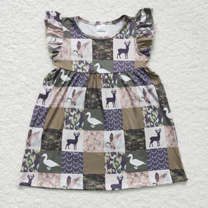 green deer and duck girls dress