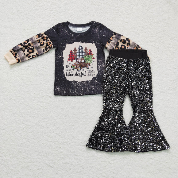 Christmas  sequins outfits girls clothing