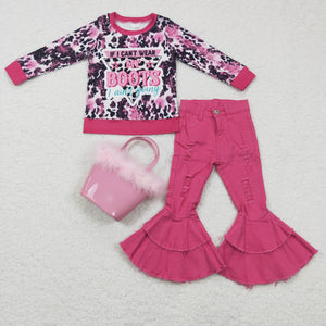 pink boots cow  top + pink jeans outfits