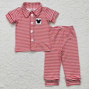 5.5 red stripe cartoon mouse boys pajamas clothing