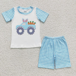 Easter blue plaid boys outfits