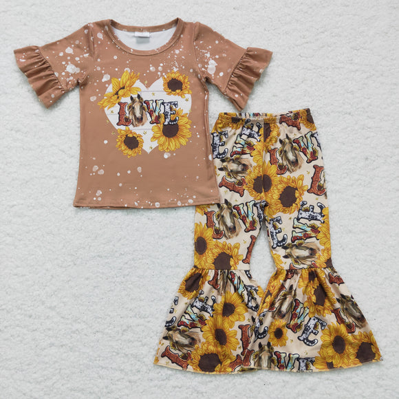 brown cow sunflower girls clothing