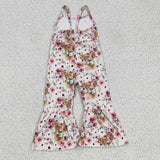 cow flower pink girls jumpsuit