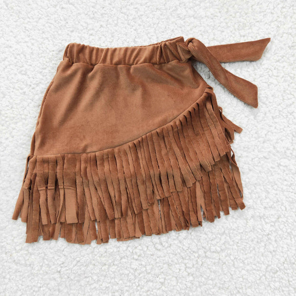 GLK0003---brown tassel girls dress