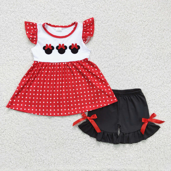 summer cartoon red dot girls outfits