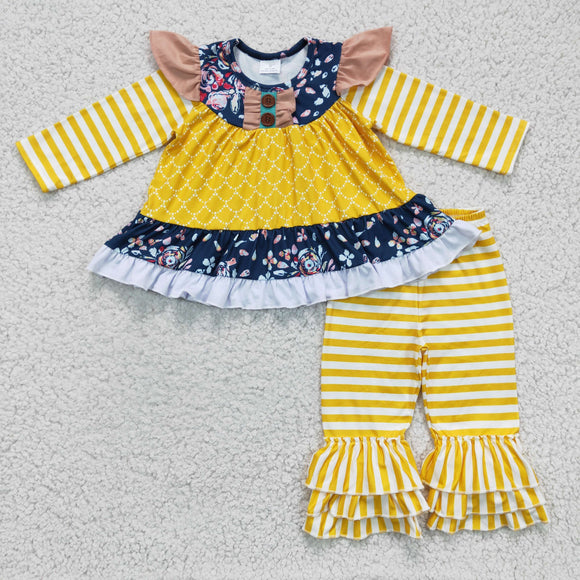 long sleeve yellow stripe girls clothing  outfits