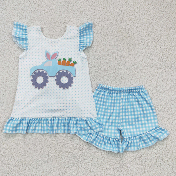 Easter blue plaid girls outfits