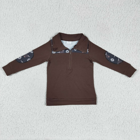 western cow brown pullover