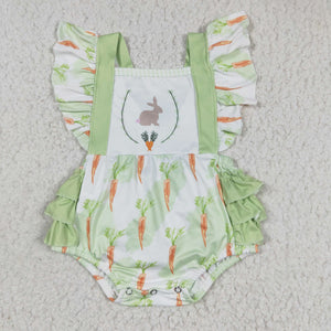 Easter green ruffle baby romper