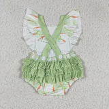 Easter green ruffle baby romper