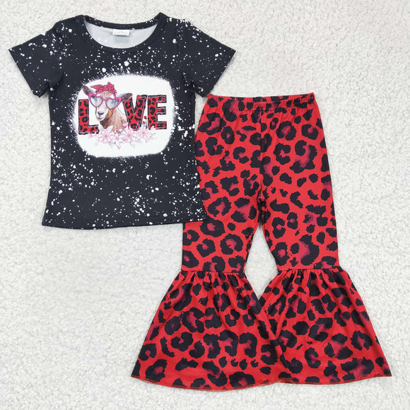 LOVE cow and red leopard girls clothing