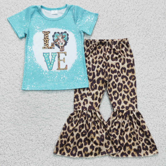 love blue and leopard  girls clothing