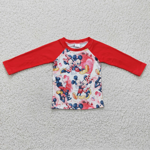 Valentine cartoon mouse red girls top