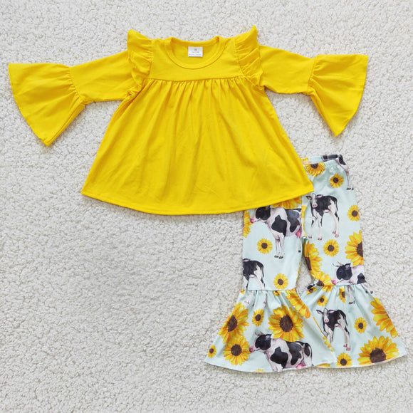 cow yellow flower girls clothing