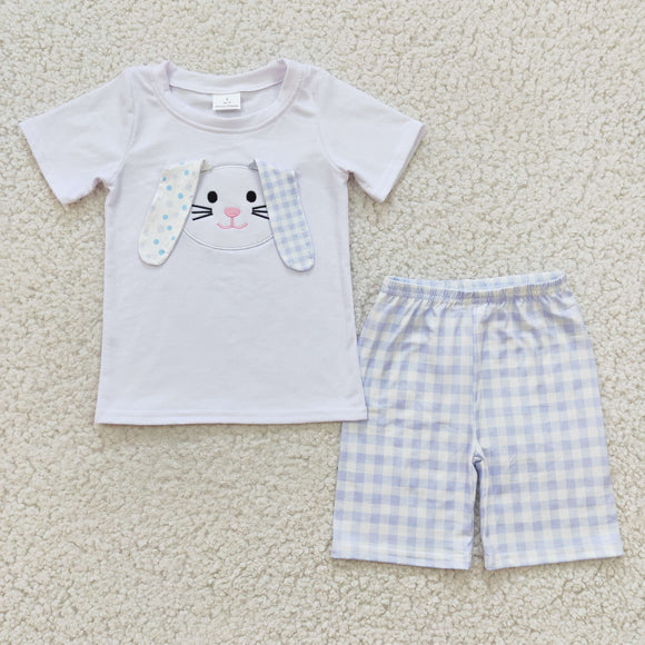 Easter bunny boys blue plaid outfits