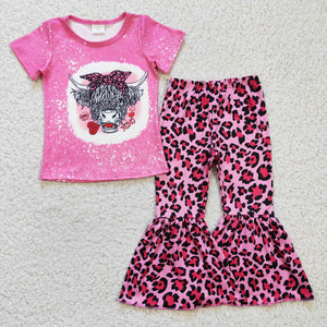Valentine's Day pink leopard girls outfits clothing