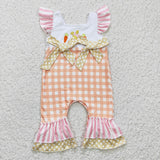 Easter orange plaid girls romper