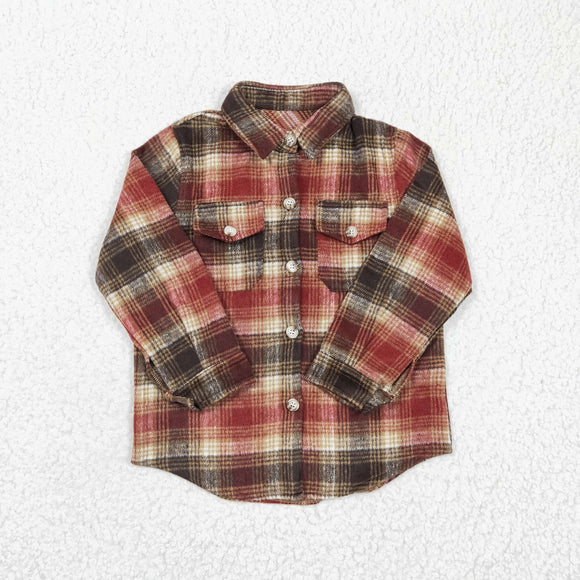 brown and red plaid boys T-shirts