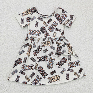 Easter Short sleeve bunny leopard girls dress
