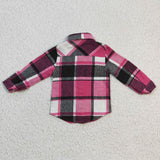 long sleeve pink plaid T-shirts