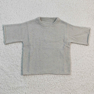 grey short sleeve sweater