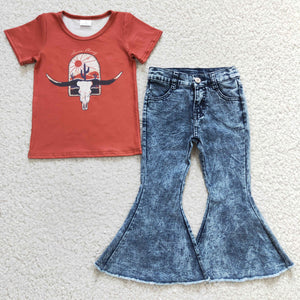 pre order skull cow top + jeans outfits