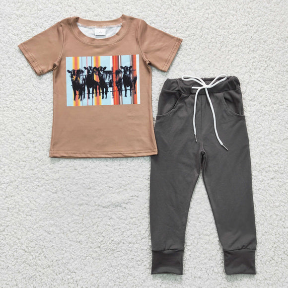 western cow brown and grey boys clothing