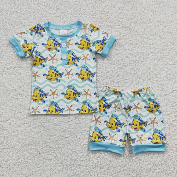 summer blue fish boy outfits