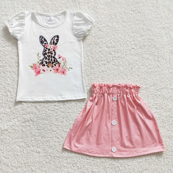 Easter leopard rabbit pink girls outfits