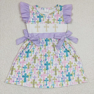 Easter purple cross girls dress