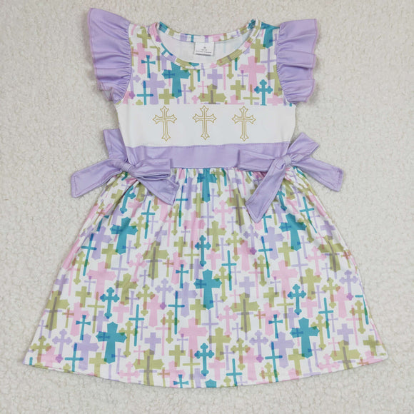 Easter purple cross girls dress