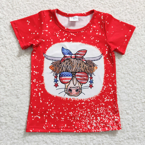 4th of July red cow girls top