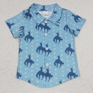 short sleeve blue cowboy boys top